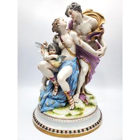 Antique Continental Porcelain Large Signed Figure