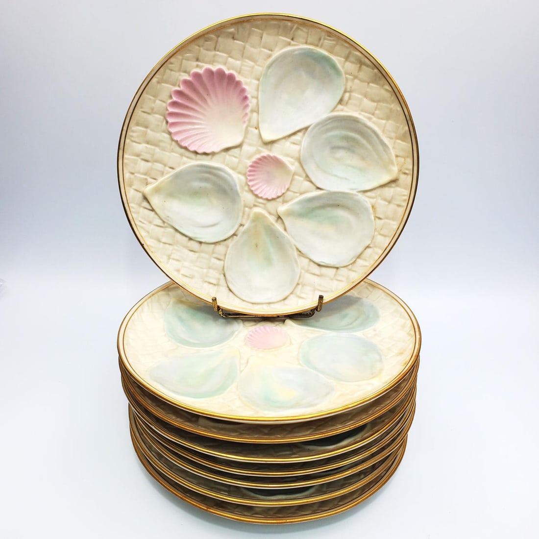 8 Antique Royal Worcester Porcelain Oyster Plates (1 of 5)