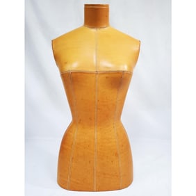 Vintage French Stockman Leather Bust Mannequin