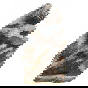 Unusual MCM Heavy Signed Carved Granite Figure: Unusual MCM Heavy Signed Carved Granite Figure Depicting a Seated Gorilla. Signed on The Lower Back Edge. This Weight of This Item is Astonishingly 140lbs. Condition: Generally Very Good w/ Some Losse