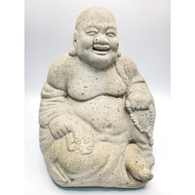 Large Carved Stone Figure of a Laughing Buddha