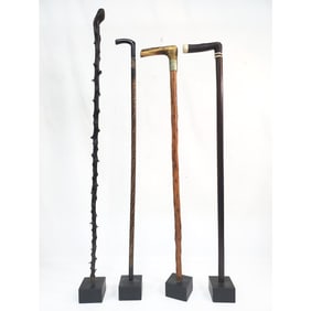 Lot of 4 Vintage Wood Walking Sticks or Canes