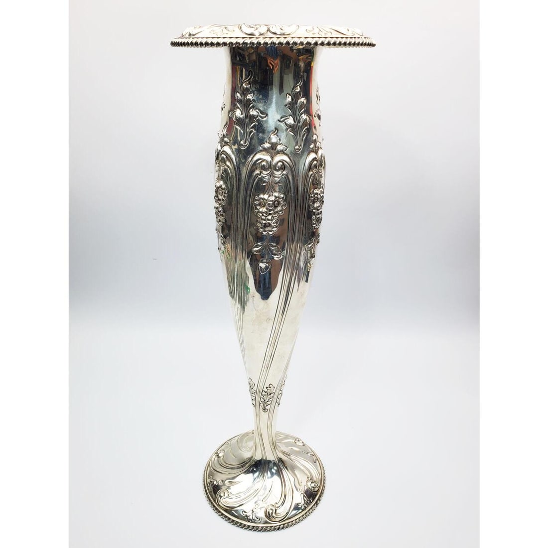 Antique Shreve & Co Sterling Silver Very Tall Vase (1 of 4)
