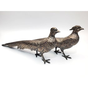 Pair of Large 12" Spanish Silver Birds