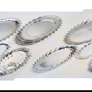 Lot of 14 Sterling Silver Plates Inc. Tiffany & Co: Lot of 14 Sterling Silver Plates Including 1 Tiffany & Co Bamboo Small Plate & 1 Judaica Plate w/ Start of David at The Center. Condition: Generally Good w/ Tarnish. 1 Plate is Monogrammed. Dimensions
