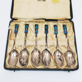Set of 6 English Aesthetic Sterling Silver Spoons