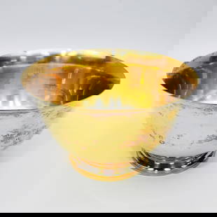 Tiffany & Co Makers Gilt Sterling Silver Bowl: Tiffany & Co Makers Gilt Sterling Silver Bowl. Fully Marked. Condition: Dents on the Rim & Tarnish. Dimensions: H-3" x Dia-5". Weight: 193.5g/6.22ozt.Provenance: From a Long Island, NY Home. Please no