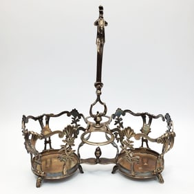 18th C. French Silver Cruet Wine Bottle Holder