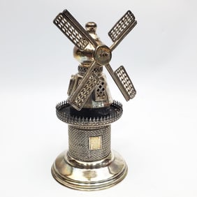 Judaica Sterling Silver Windmill Besamim Spice Box