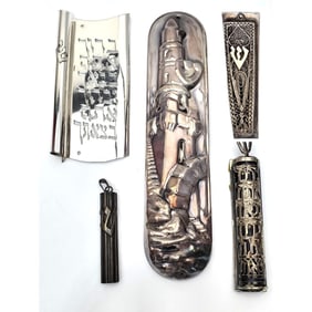 Judaica Lot of 5 Sterling Silver Mezuzah's