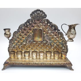 Judaica Antique German 835 Silver Menorah