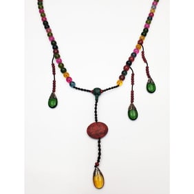 Unusual Very Long Beaded Necklace
