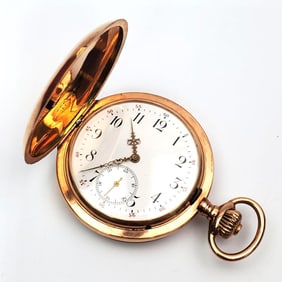 Antique Large 14K Rose Gold Pocket Watch
