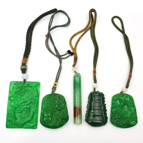 Group Lot of Chinese Probably Jade Jewelry Items
