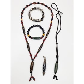 Group Lot of Tibetan Beaded Jewelry Items