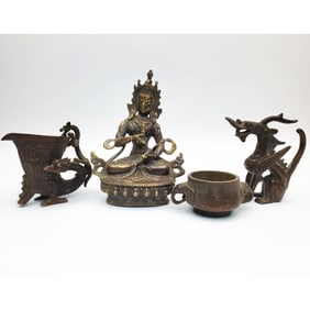 Lot of 4 Chinese Brass Items