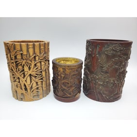 Lot of 3 Chinese Brush Pots