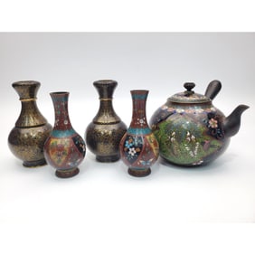 Lot of 5 Antique Cloisonne Items