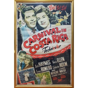 Vintage 1947 Original Movie Poster for "Carnival in Costa Rica"