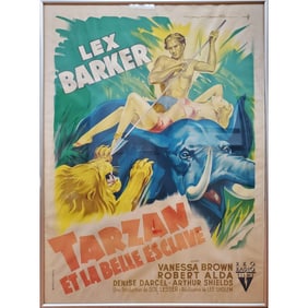 Vintage 1950 French Original Movie Poster "Tarzan & The Slave Girl"