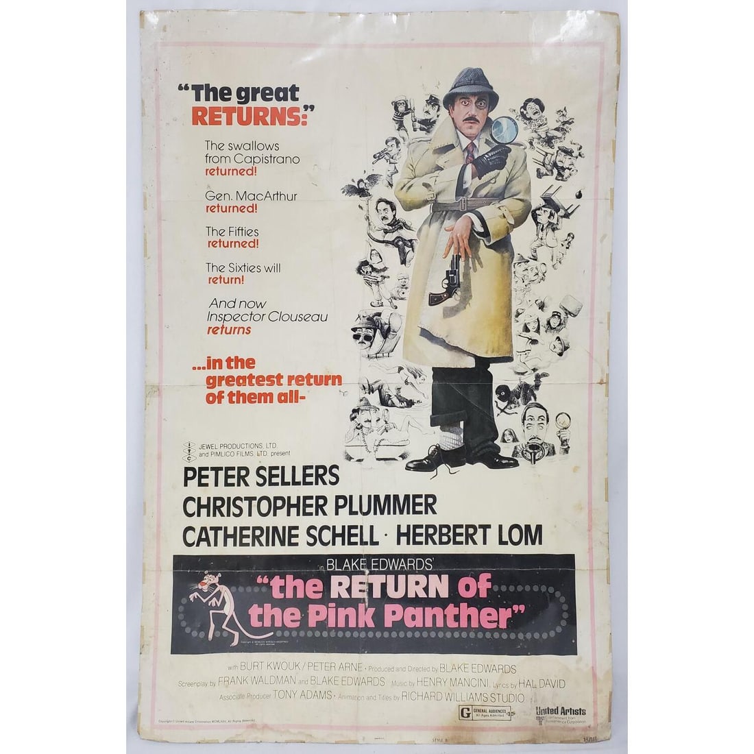 Vintage 1975 Original Movie Poster for "The Return of The Panther" (1 of 3)