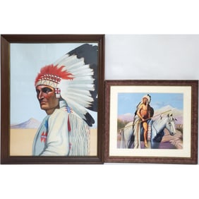 Lot of 2 Vintage Signed Native American Paintings