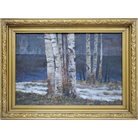Vintage Ukrainian Painting "Birches in Winter"