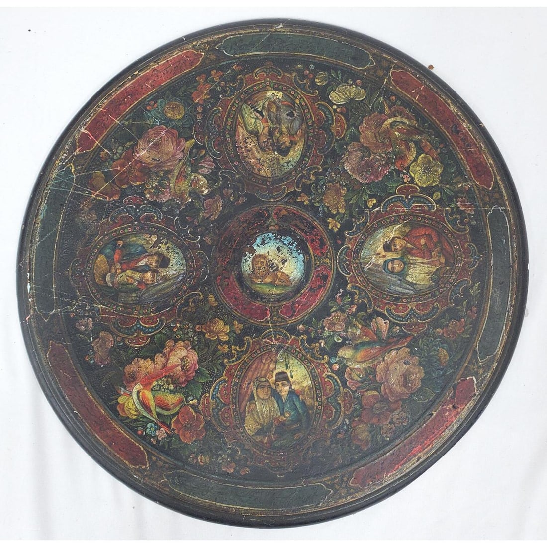 Antique 19th C. Persian Qajar Painting Oil on Wood (1 of 4)