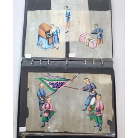 Lot of 9 Chinese Miniature Paintings on Silk Paper