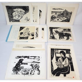 Lot of 17 Japanese Signed Woodblock Prints
