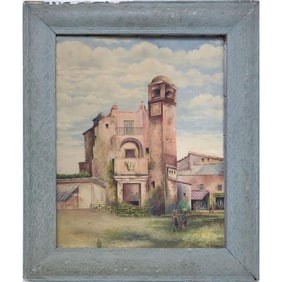 Antique Signed "R.F. Miller" Painting Oil on Board