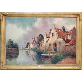 Antique Signed C.C. Martin Painting Oil on Canvas