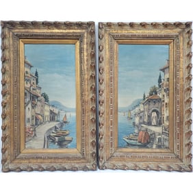 Pair of Venetian Oil on Canvas Signed Paintings