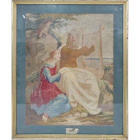 Early Needlepoint & Petit Point Panel Tapestry