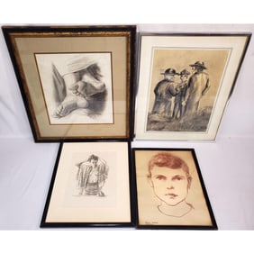 Lot of 4 Drawings.