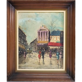 Signed Oil on Canvas "Paris Street Scene"