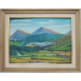 Signed Painting, Oil on Board "Castle"