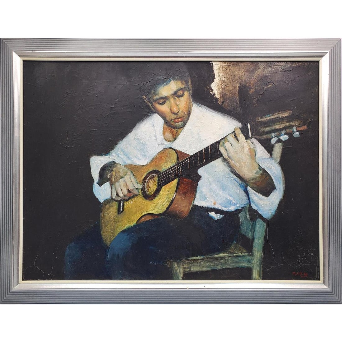 Framed Painting of a Man Playing Guitar (1 of 5)