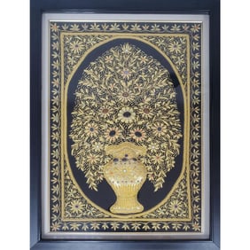 Large Indian Style Zardozi Floral Wall Hanging