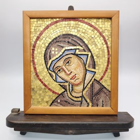 Vintage Italian Madonna Micro Mosaic