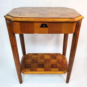 Antique French Art Deco Wood Vanity Table
