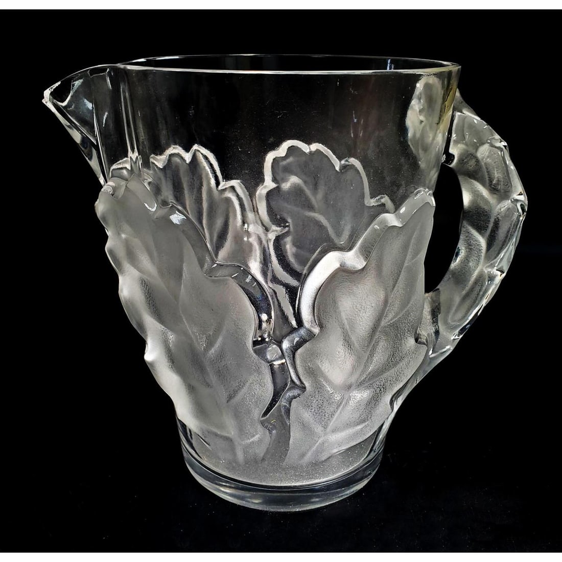 Lalique France Art Glass Pitcher "Chene" (1 of 6)
