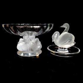 Lot of 2 Vintage Lalique France Art Glass Items