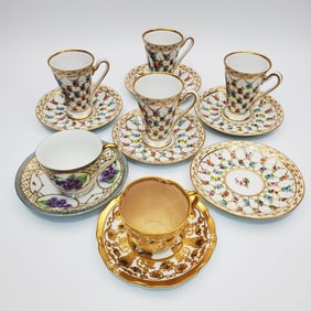 Lot of 13 Antique Porcelain Cups & Saucers