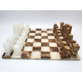 Vintage 1970s Onyx & Marble Chess Set