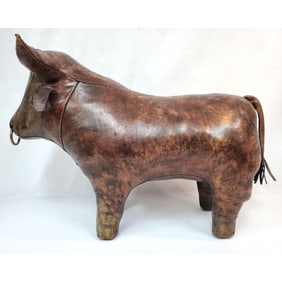 Vintage Dimitri Omersa Leather Bull Ottoman