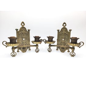 Pair of Vintage Brass 2-Light Wall Sconces