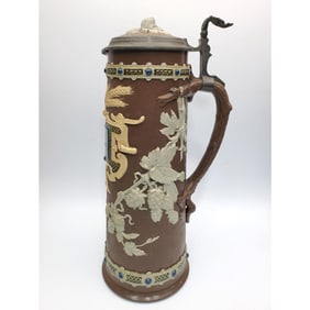Antique German Mettlach #1737 Beer Stein