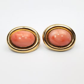 Pair of 14K Gold & Coral Earrings