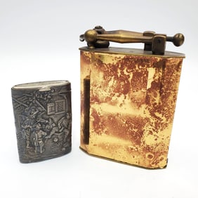 2 Antique Items Match Box & Cigarette Lighter